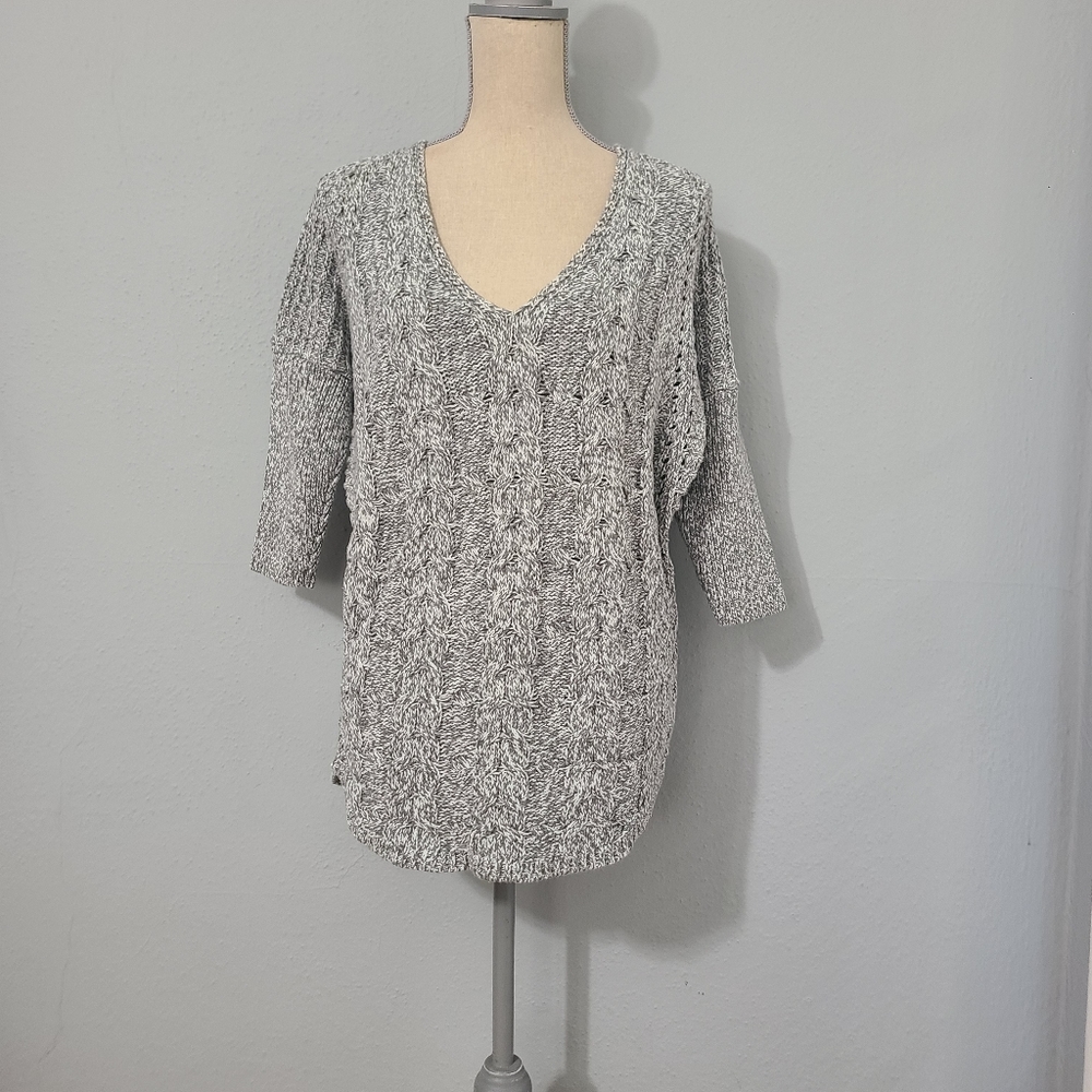 Express Cable Knit Cozy Marled Gray Sweater Size Large
